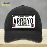 Arroyo Puerto Rico Novelty License Plate Hat Unconstructed Cotton / Black