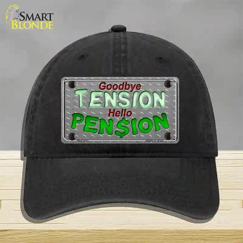 Tension Pension Novelty License Plate Hat Unconstructed Cotton / Black