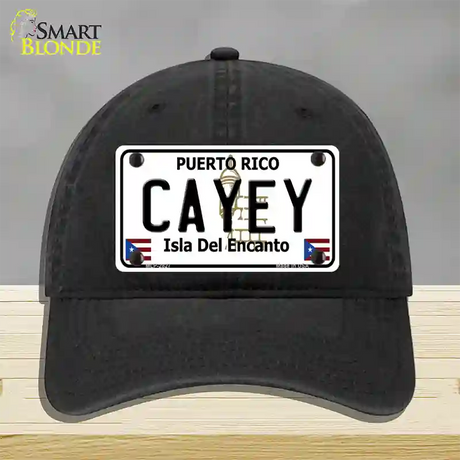 Cayey Puerto Rico Novelty License Plate Hat Unconstructed Cotton / Black