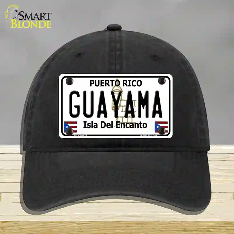 Guayama Puerto Rico Novelty License Plate Hat Unconstructed Cotton / Black