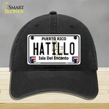 Hatillo Puerto Rico Novelty License Plate Hat Unconstructed Cotton / Black