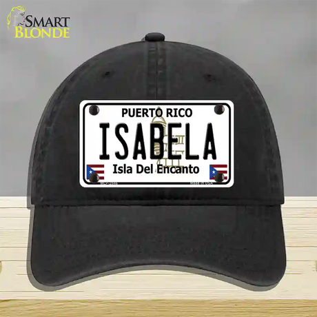 Isabela Puerto Rico Novelty License Plate Hat Unconstructed Cotton / Black