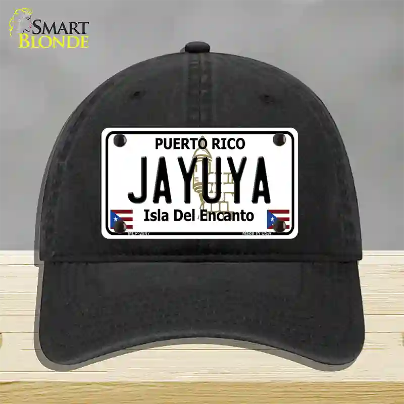 Jayuya Puerto Rico Novelty License Plate Hat Unconstructed Cotton / Black