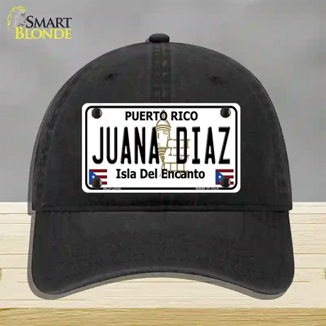 Juana Diaz Puerto Rico Novelty License Plate Hat Unconstructed Cotton / Black