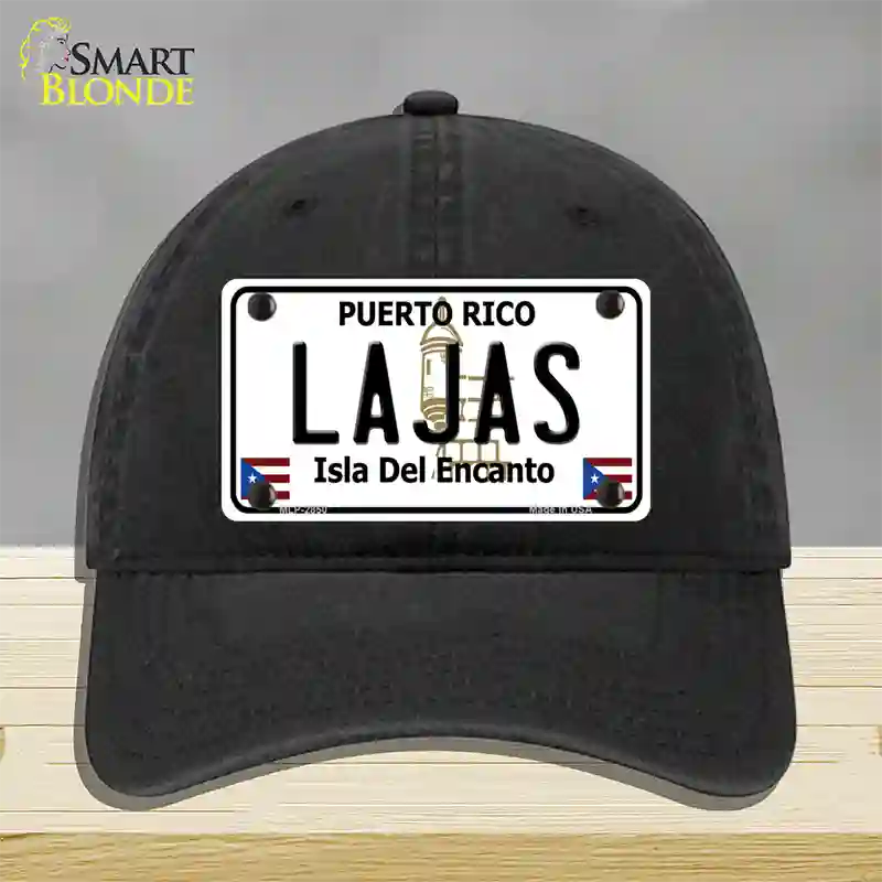 Lajas Puerto Rico Novelty License Plate Hat Unconstructed Cotton / Black