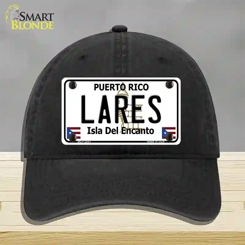 Lares Puerto Rico Novelty License Plate Hat Unconstructed Cotton / Black