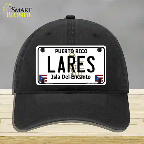 Lares Puerto Rico Novelty License Plate Hat Unconstructed Cotton / Black