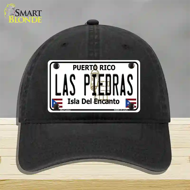 Las Piedras Puerto Rico Novelty License Plate Hat Unconstructed Cotton / Black