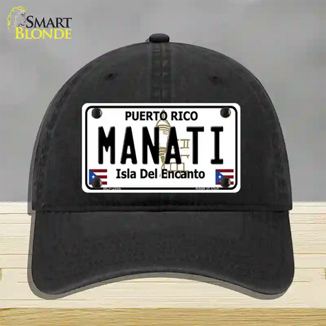 Manati Puerto Rico Novelty License Plate Hat Unconstructed Cotton / Black