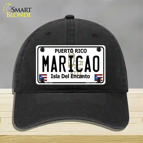 Maricao Puerto Rico Novelty License Plate Hat Unconstructed Cotton / Black