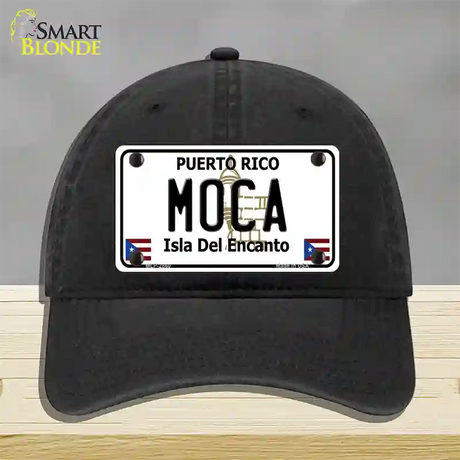 Moca Puerto Rico Novelty License Plate Hat Unconstructed Cotton / Black