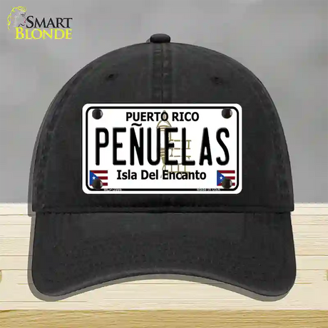 Penuelas Puerto Rico Novelty License Plate Hat Unconstructed Cotton / Black