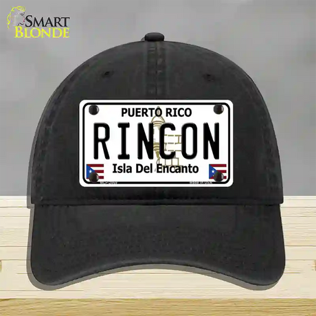 Rincon Puerto Rico Novelty License Plate Hat Unconstructed Cotton / Black