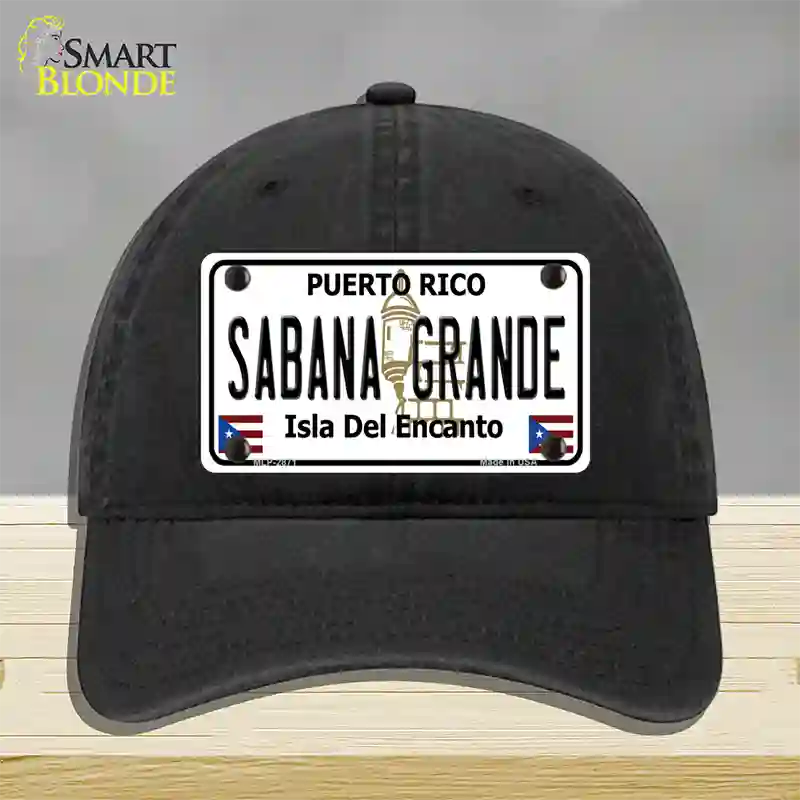 Sabana Grande Puerto Rico Novelty License Plate Hat Unconstructed Cotton / Black