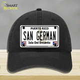 San German Puerto Rico Novelty License Plate Hat Unconstructed Cotton / Black