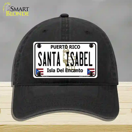 Santa Isabel Puerto Rico Novelty License Plate Hat Unconstructed Cotton / Black