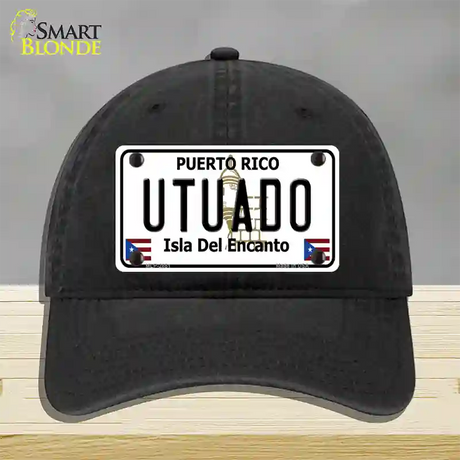 Utuado Puerto Rico Novelty License Plate Hat Unconstructed Cotton / Black