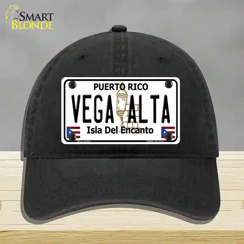 Vega Alta Puerto Rico Novelty License Plate Hat Unconstructed Cotton / Black