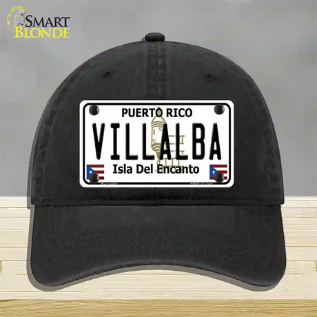 Villalba Puerto Rico Novelty License Plate Hat Unconstructed Cotton / Black