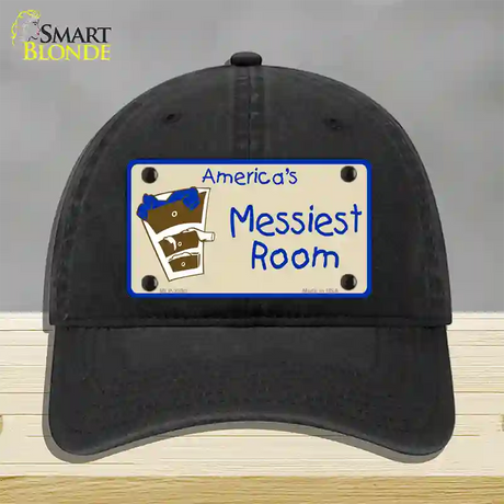 Americas Messiest Room Novelty License Plate Hat Unconstructed Cotton / Black