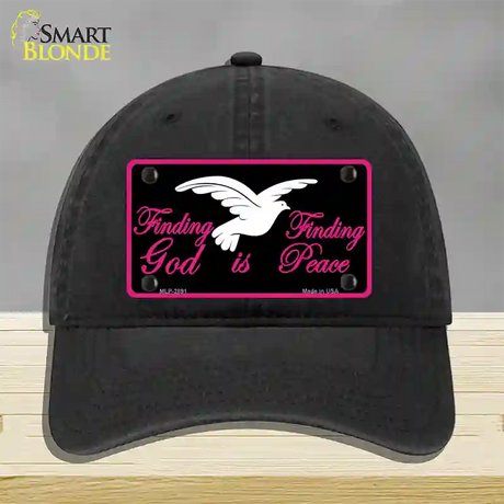 Finding God Finding Peace Black Novelty License Plate Hat Unconstructed Cotton / Black