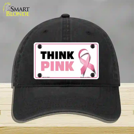 Think Pink Novelty License Plate Hat Sign Unconstructed Cotton / Black