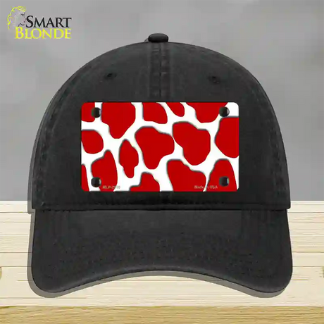 Red White Giraffe Novelty License Plate Hat Unconstructed Cotton / Black