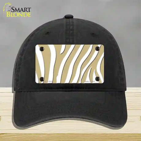 Gold White Zebra Novelty License Plate Hat Unconstructed Cotton / Black