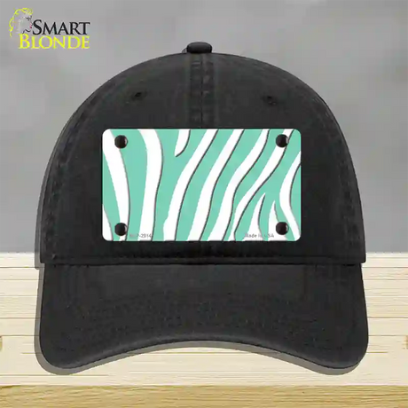 Mint White Zebra Novelty License Plate Hat Unconstructed Cotton / Black