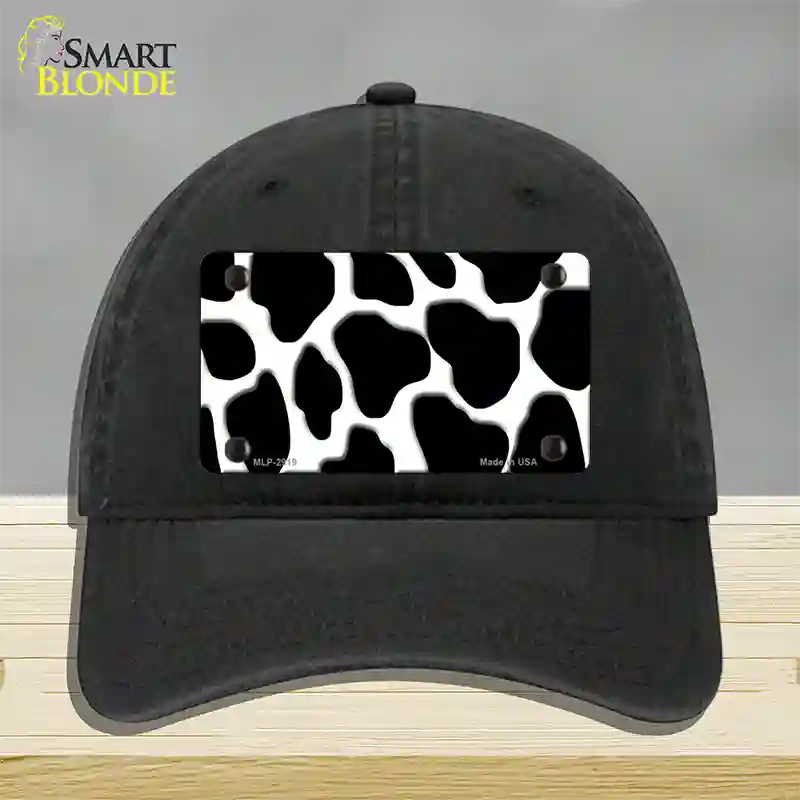 Black White Giraffe Novelty License Plate Hat Unconstructed Cotton / Black