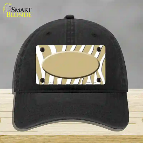 Gold White Zebra Gold Center Oval Novelty License Plate Hat Unconstructed Cotton / Black