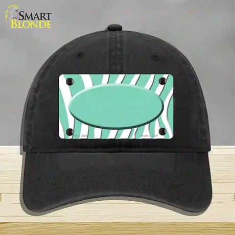 Mint White Zebra Mint Center Oval Novelty License Plate Hat Unconstructed Cotton / Black