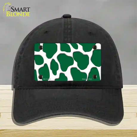 Green White Giraffe Novelty License Plate Hat Unconstructed Cotton / Black