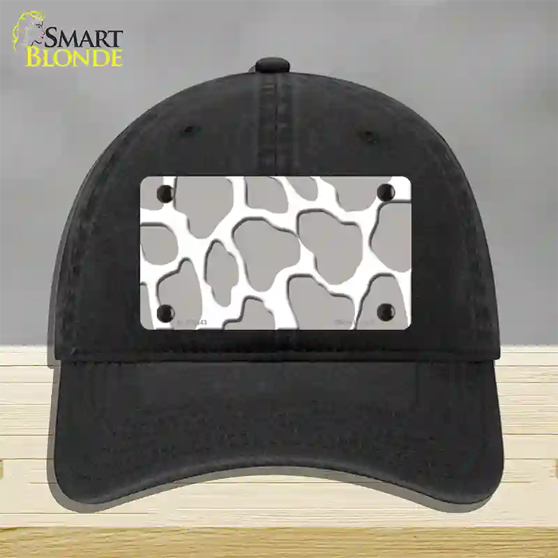 Grey White Giraffe Novelty License Plate Hat Unconstructed Cotton / Black