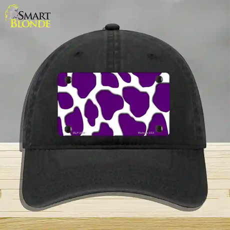 Purple White Giraffe Novelty License Plate Hat Unconstructed Cotton / Black