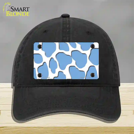 Light Blue White Giraffe Novelty License Plate Hat Unconstructed Cotton / Black