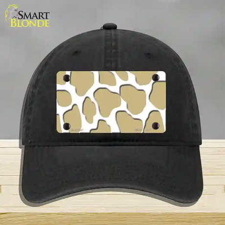 Gold White Giraffe Novelty License Plate Hat Unconstructed Cotton / Black