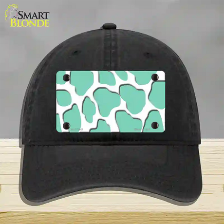 Mint White Giraffe Novelty License Plate Hat Unconstructed Cotton / Black