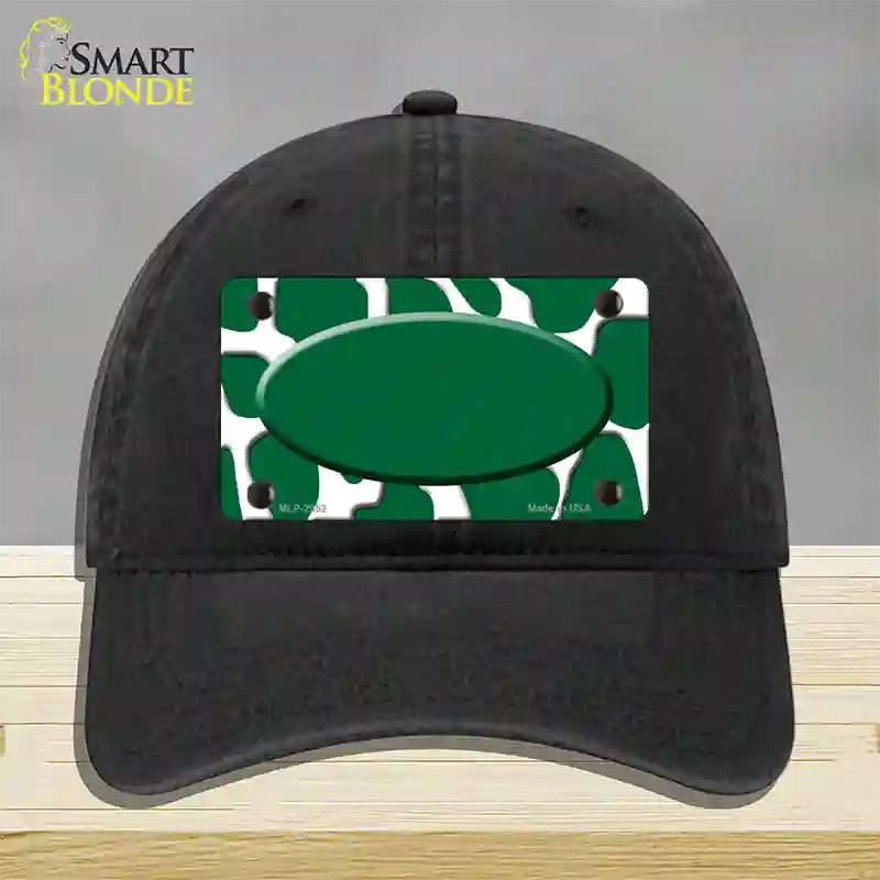 Green White Giraffe Green Center Oval Novelty License Plate Hat Unconstructed Cotton / Black