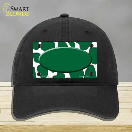 Green White Giraffe Green Center Oval Novelty License Plate Hat Unconstructed Cotton / Black