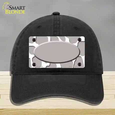 Grey White Giraffe Grey Center Oval Novelty License Plate Hat Unconstructed Cotton / Black