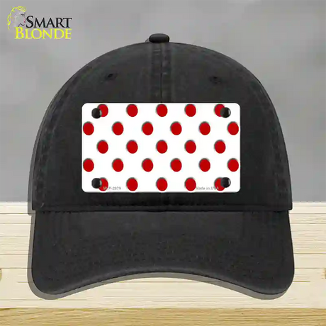 Red White Polka Dot Novelty License Plate Hat Unconstructed Cotton / Black