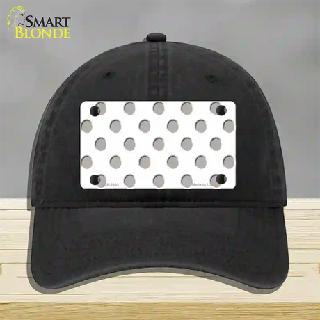 Grey White Polka Dot Novelty License Plate Hat Unconstructed Cotton / Black