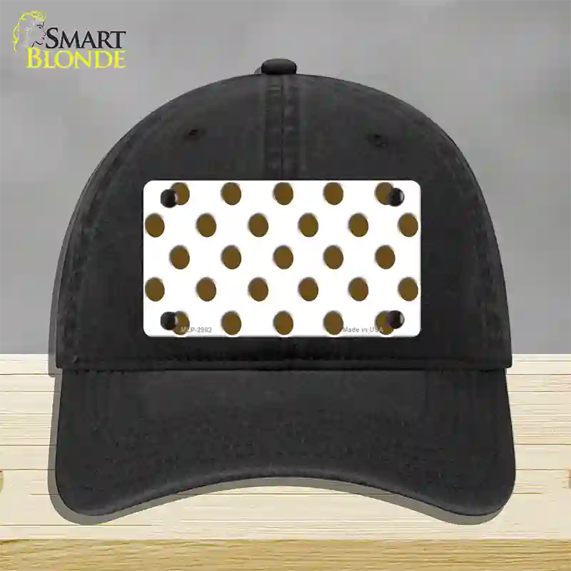 Brown White Polka Dot Novelty License Plate Hat Unconstructed Cotton / Black