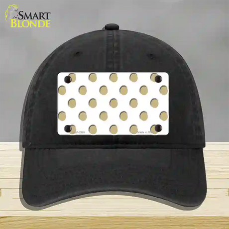 Gold White Polka Dot Novelty License Plate Hat Unconstructed Cotton / Black