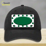 Green White Polka Dot Green Center Oval Novelty License Plate Hat Unconstructed Cotton / Black