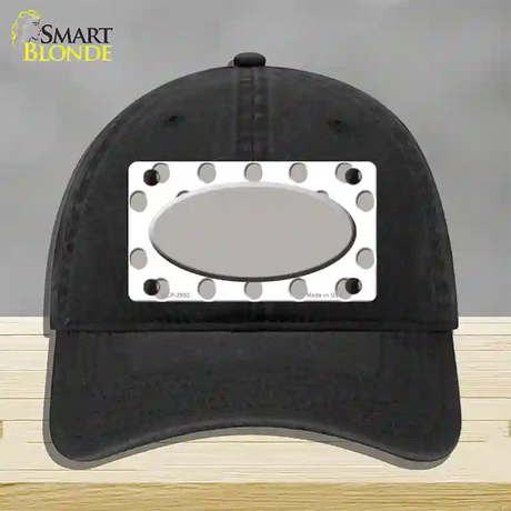 Grey White Polka Dot Grey Center Oval Novelty License Plate Hat Unconstructed Cotton / Black