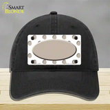 Tan White Polka Dot Tan Center Oval Novelty License Plate Hat Unconstructed Cotton / Black