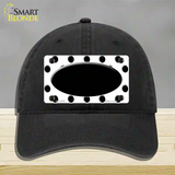 Black White Polka Dot Black Center Oval Novelty License Plate Hat Unconstructed Cotton / Black