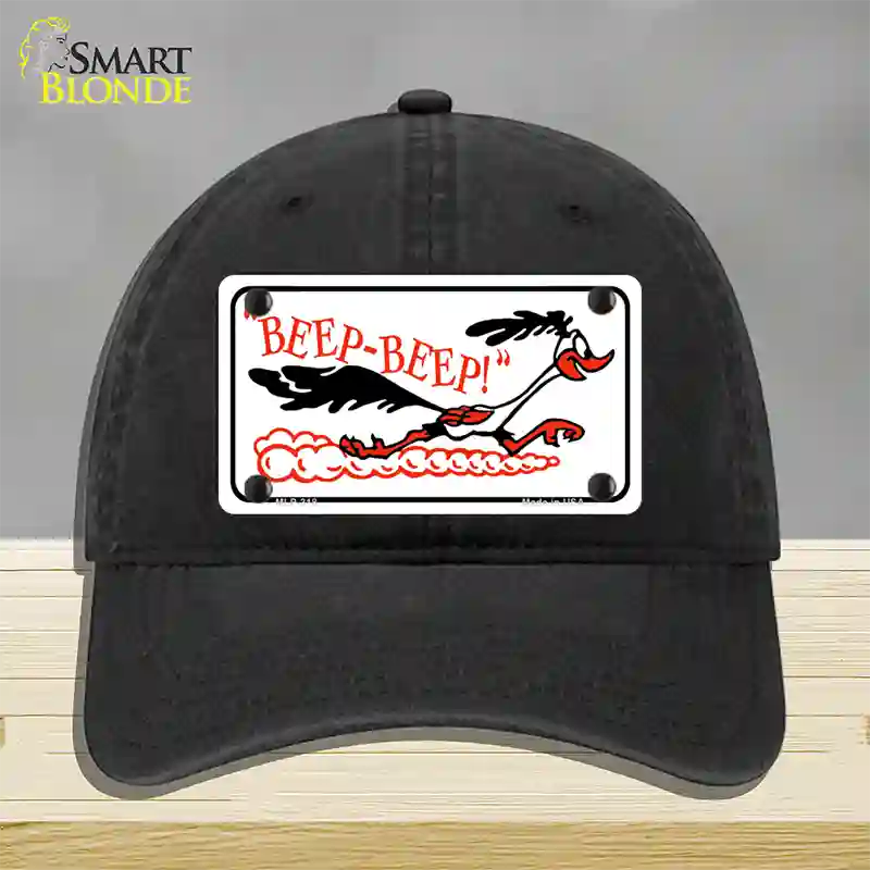 Beep Beep Roadrunner Novelty License Plate Hat Unconstructed Cotton / Black